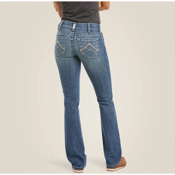 Ariat REAL Womens Size 28L Mid-Rise Icon Straight Leg Jean in Rainstorm 10017217 - Picture 3 of 13